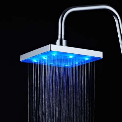 9 Inch ABS Plastic Chrome Plating 360 Degree Adjustable LED Light Shower Head RGB Overhead Shower With Temperature Sensor