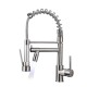 Fapully Modern LED Brushed Nickel Sink Faucet with Pull Down Spout Brass Kitchen Faucet with Pull Down Sprayer