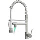 Fapully Modern LED Brushed Nickel Sink Faucet with Pull Down Spout Brass Kitchen Faucet with Pull Down Sprayer