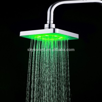 6 inch overhead shower with led colors changing lights water temperature control RGB LED shower